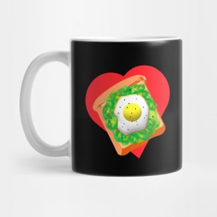 Avocado Toast Lovers Toast with Egg on a Bright Red Heart (Black Background) Mug